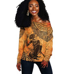 African Women Off Shoulder Sweater With Tribal Pattern - African Pride