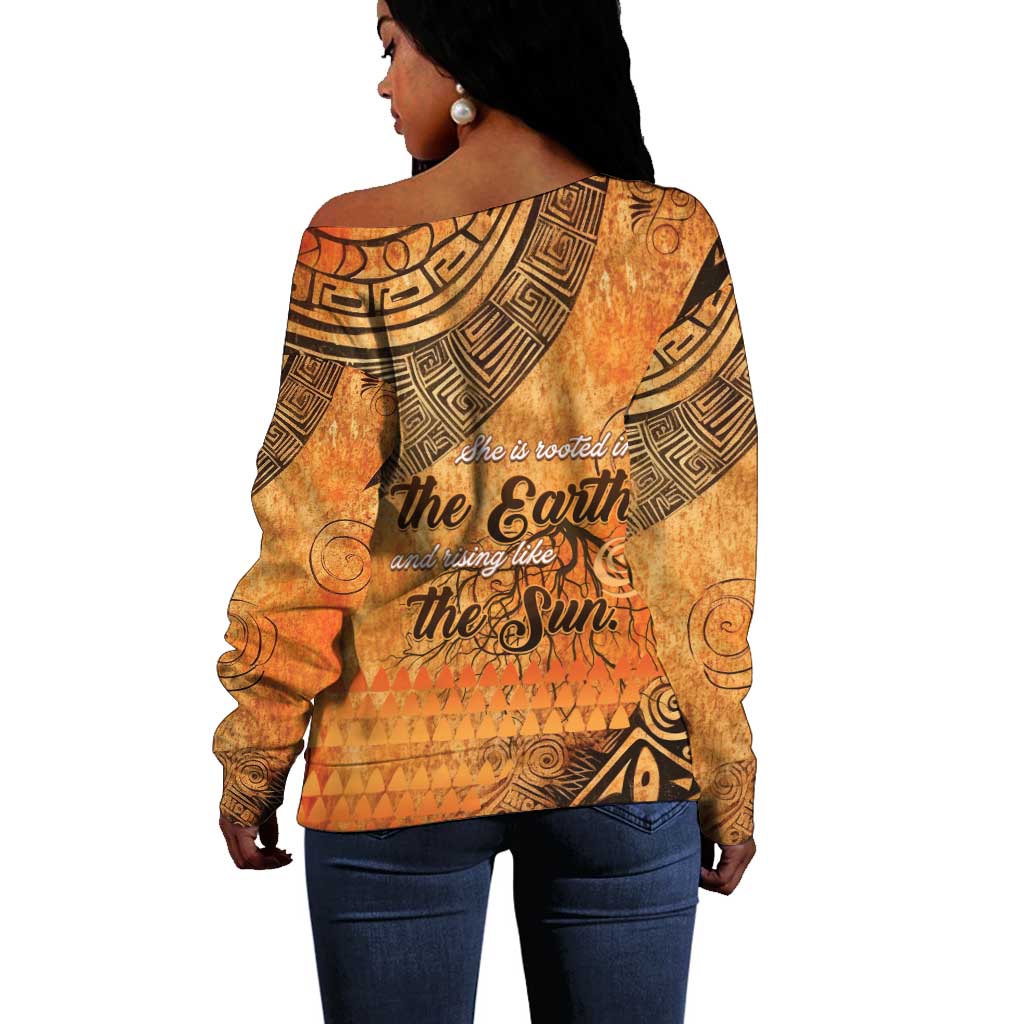 African Women Off Shoulder Sweater With Tribal Pattern - African Pride