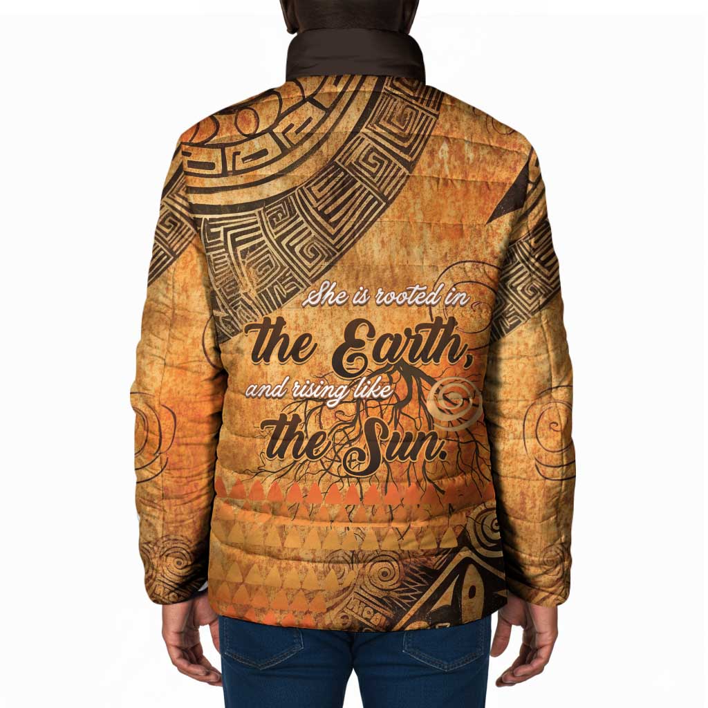 African Women Padded Jacket She Is Rooted In The Earth and Rising Like The Sun