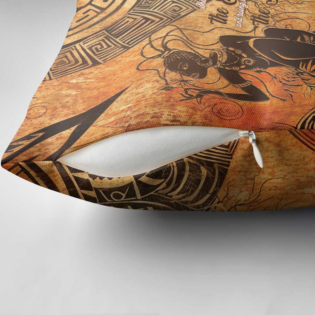 African Women Pillow Cover She Is Rooted In The Earth and Rising Like The Sun