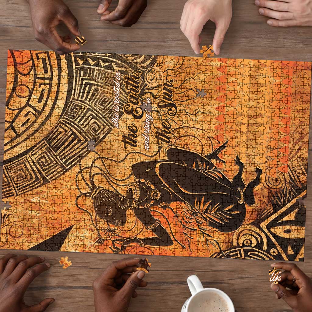 African Women Puzzle She Is Rooted In The Earth and Rising Like The Sun