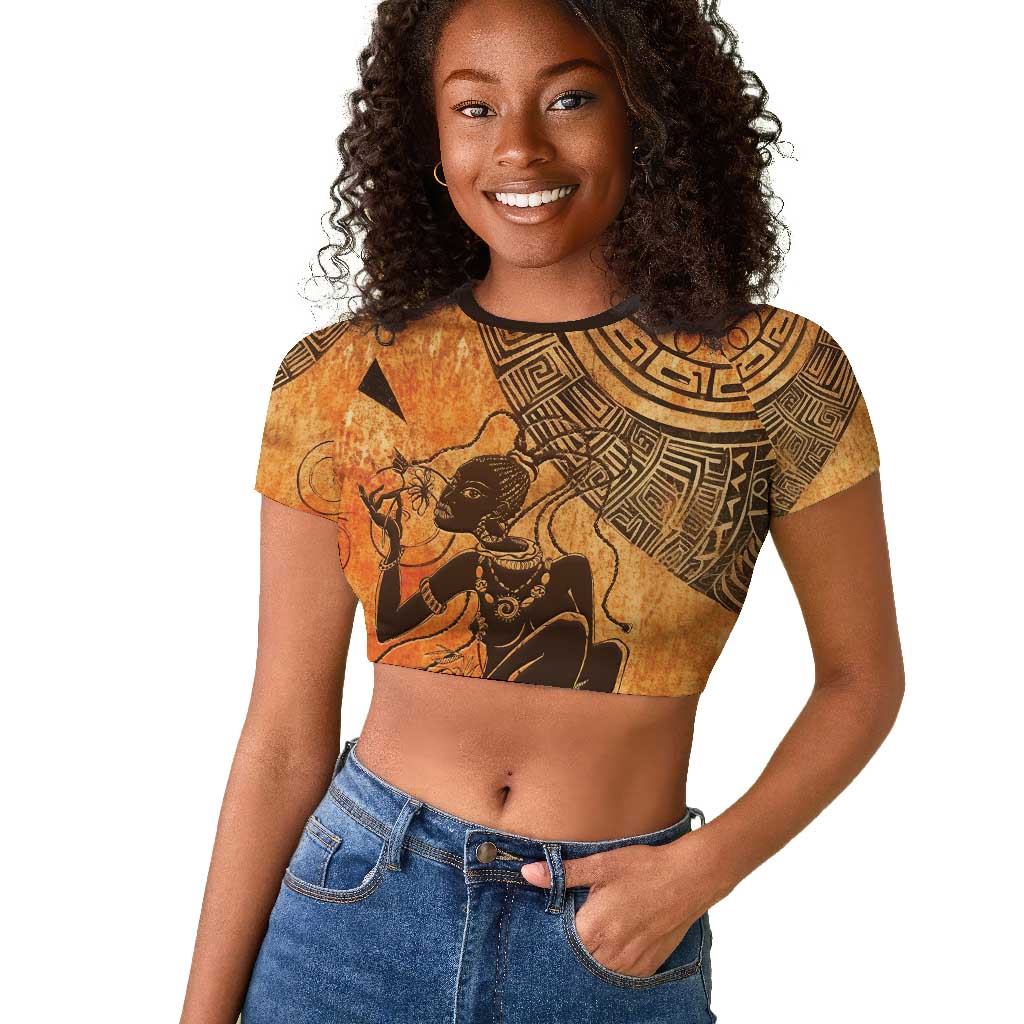 African Women Raglan Cropped T shirt With Tribal Pattern - African Pride