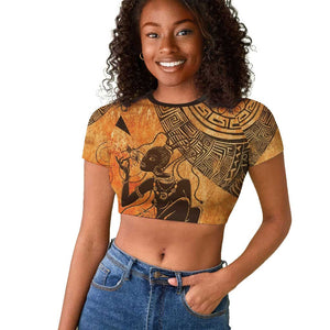 African Women Raglan Cropped T shirt With Tribal Pattern - African Pride