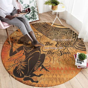 African Women Round Carpet With Tribal Pattern - African Pride