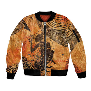 African Women Sleeve Zip Bomber Jacket With Tribal Pattern - African Pride