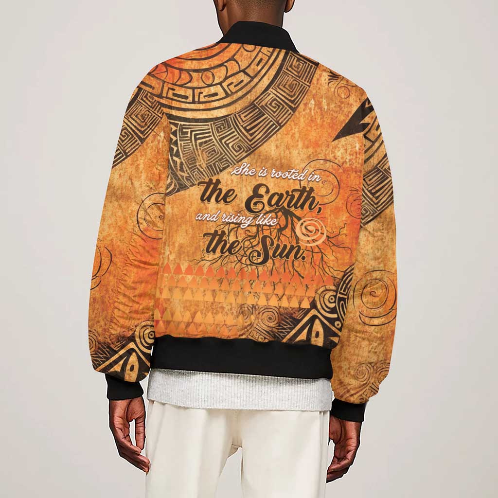 African Women Sleeve Zip Bomber Jacket With Tribal Pattern - African Pride