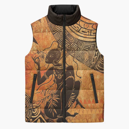 African Women Sleeveless Puffer Jacket She Is Rooted In The Earth and Rising Like The Sun