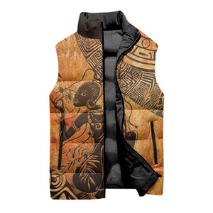 African Women Sleeveless Puffer Jacket She Is Rooted In The Earth and Rising Like The Sun