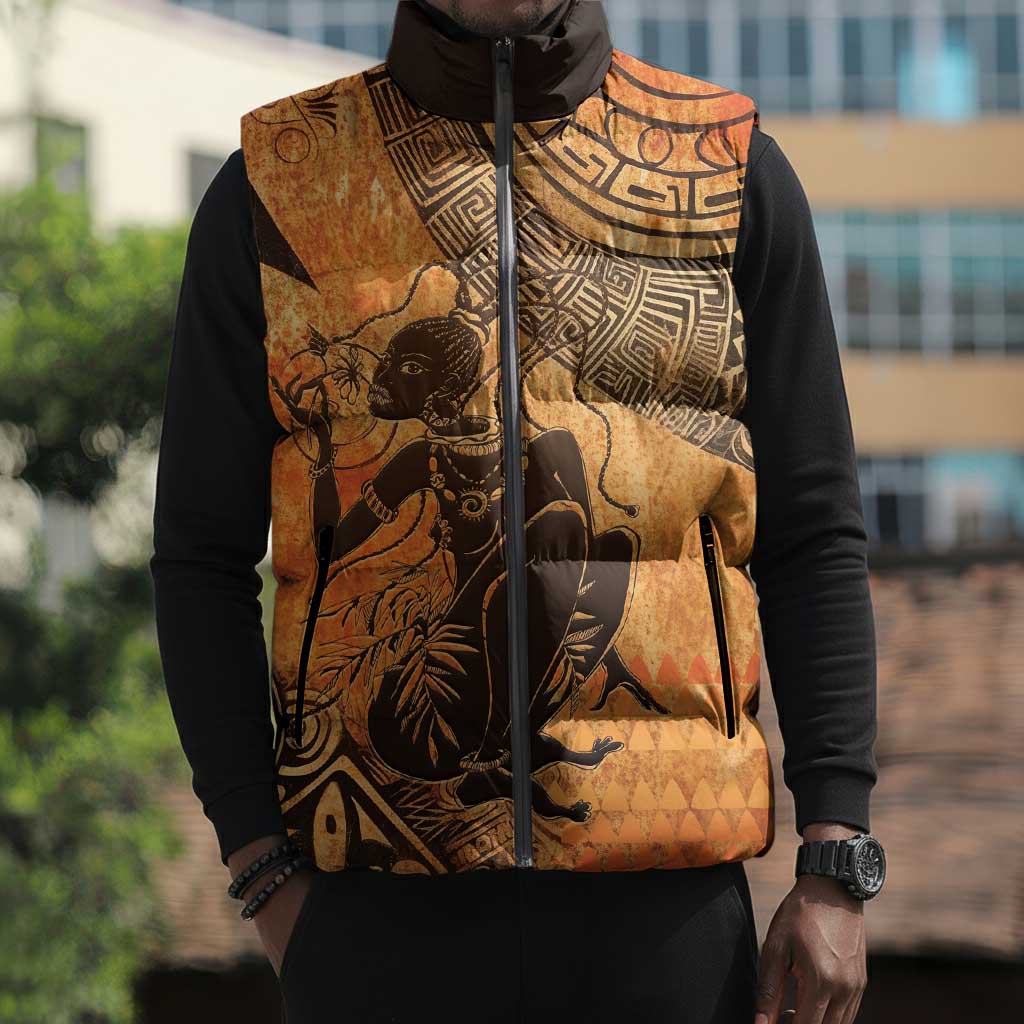 African Women Sleeveless Puffer Jacket She Is Rooted In The Earth and Rising Like The Sun