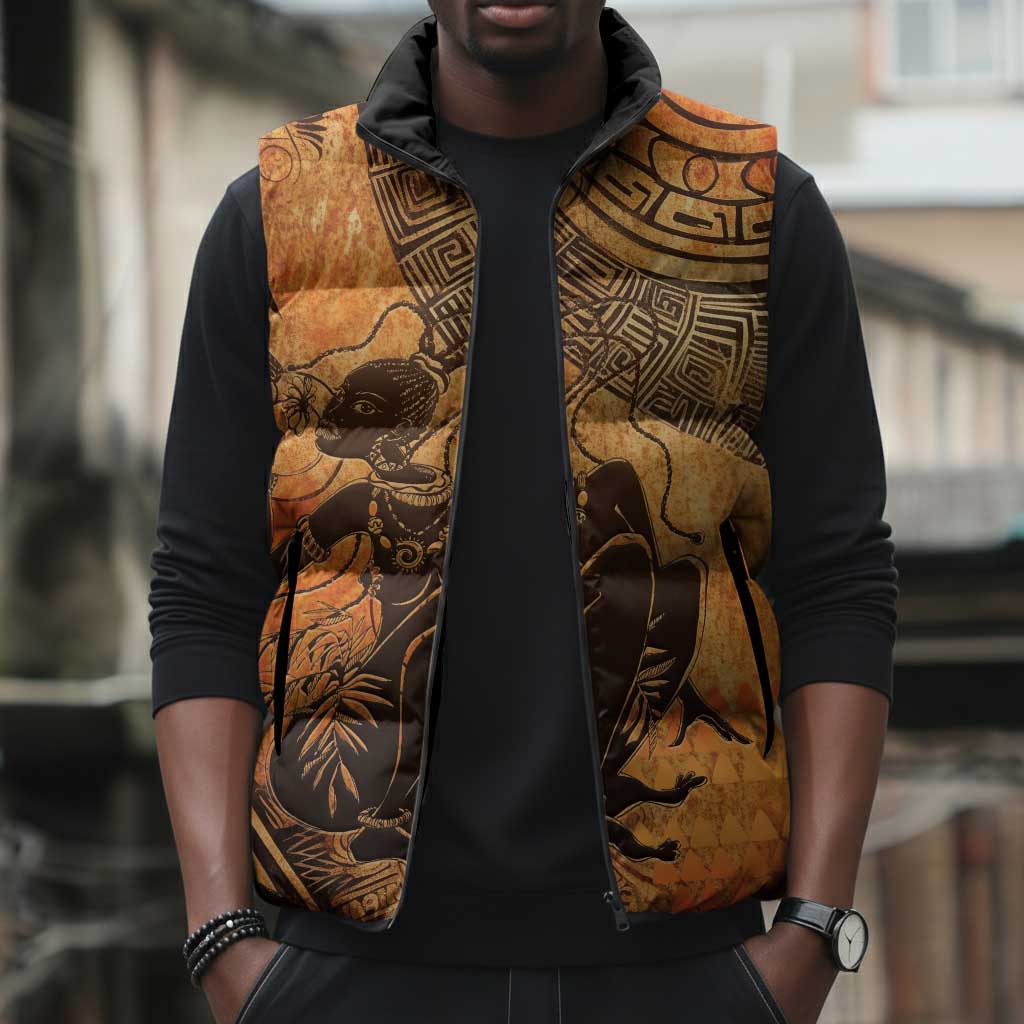 African Women Sleeveless Puffer Jacket She Is Rooted In The Earth and Rising Like The Sun