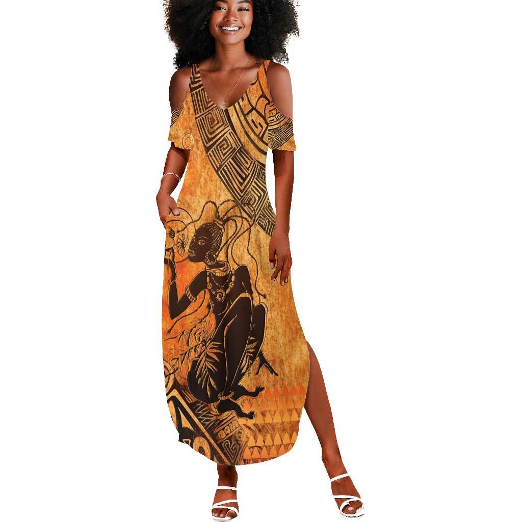 African Women Summer Maxi Dress With Tribal Pattern - African Pride