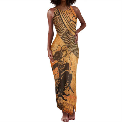 African Women Tank Maxi Dress With Tribal Pattern - African Pride