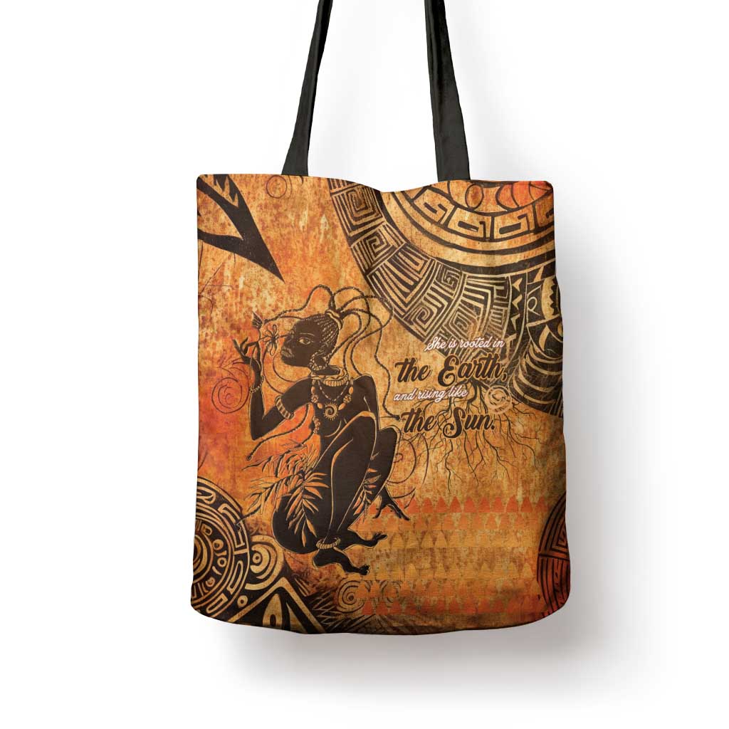 African Women Tote Bag She Is Rooted In The Earth and Rising Like The Sun