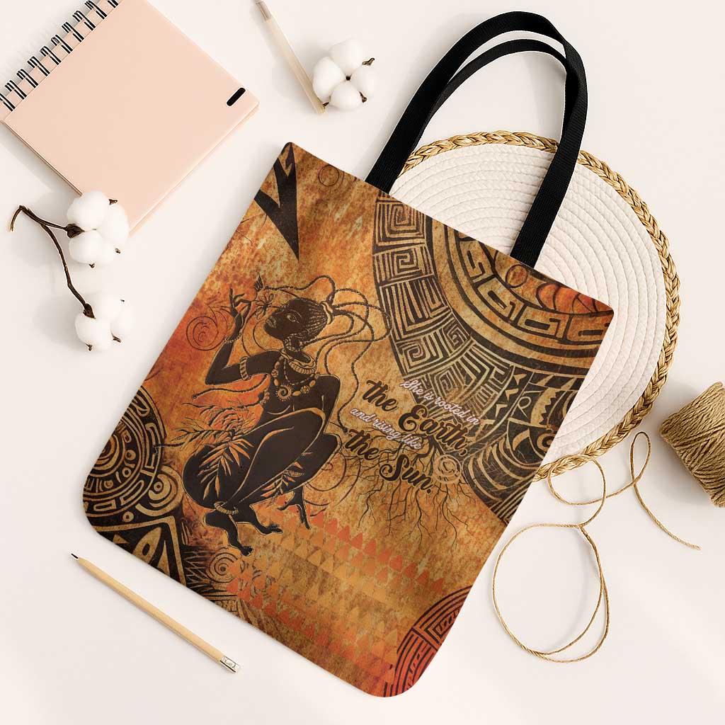 African Women Tote Bag She Is Rooted In The Earth and Rising Like The Sun