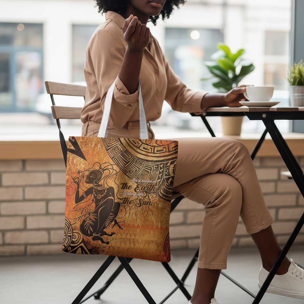 African Women Tote Bag She Is Rooted In The Earth and Rising Like The Sun