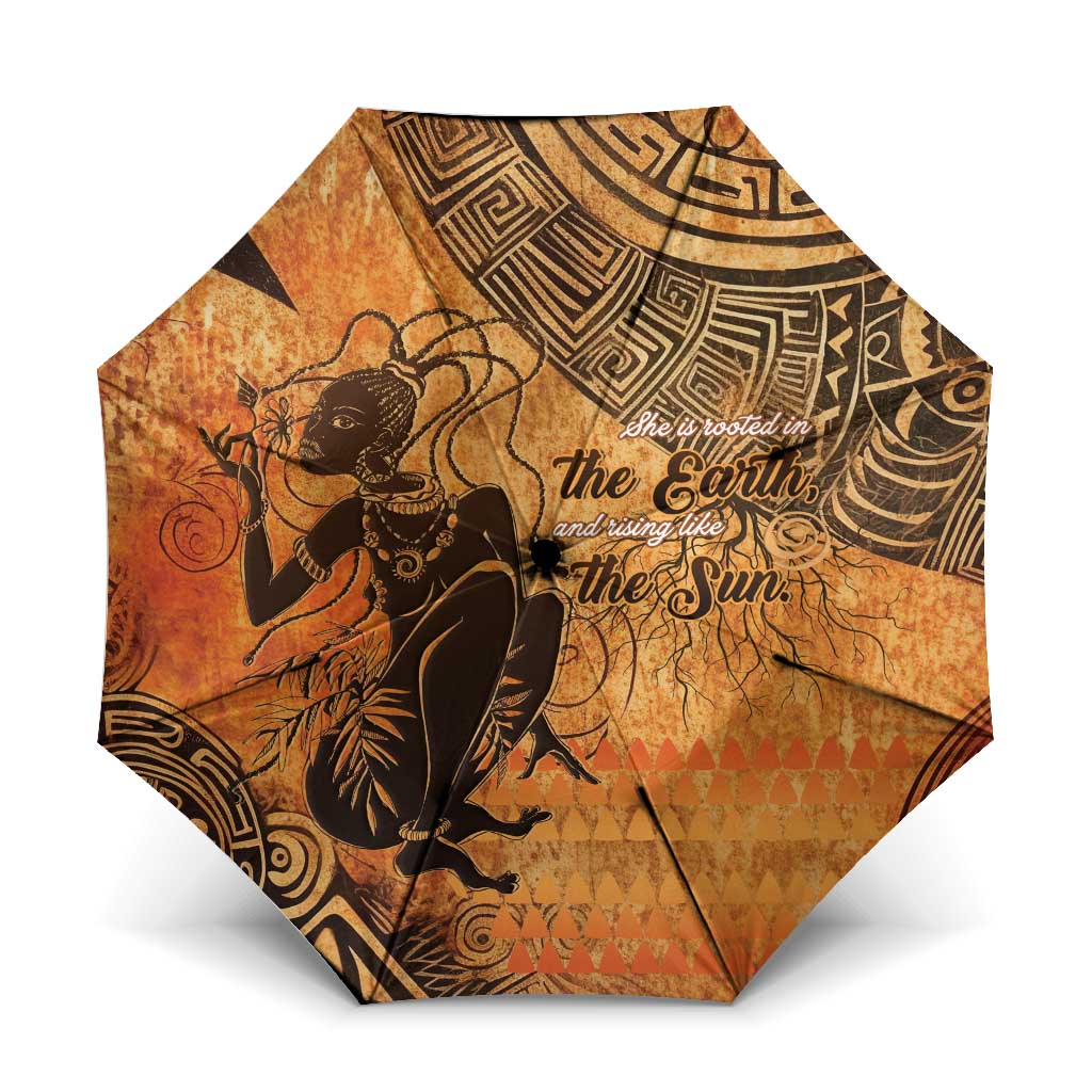 African Women Umbrella She Is Rooted In The Earth and Rising Like The Sun