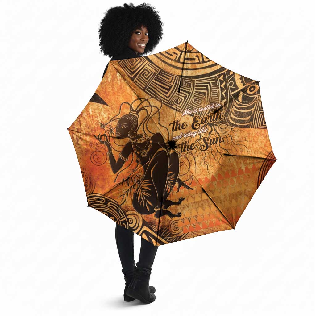 African Women Umbrella She Is Rooted In The Earth and Rising Like The Sun