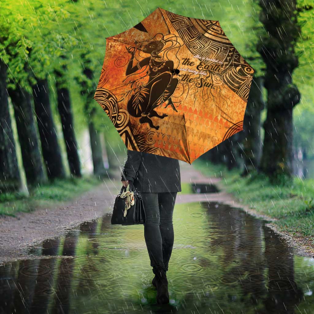 African Women Umbrella She Is Rooted In The Earth and Rising Like The Sun