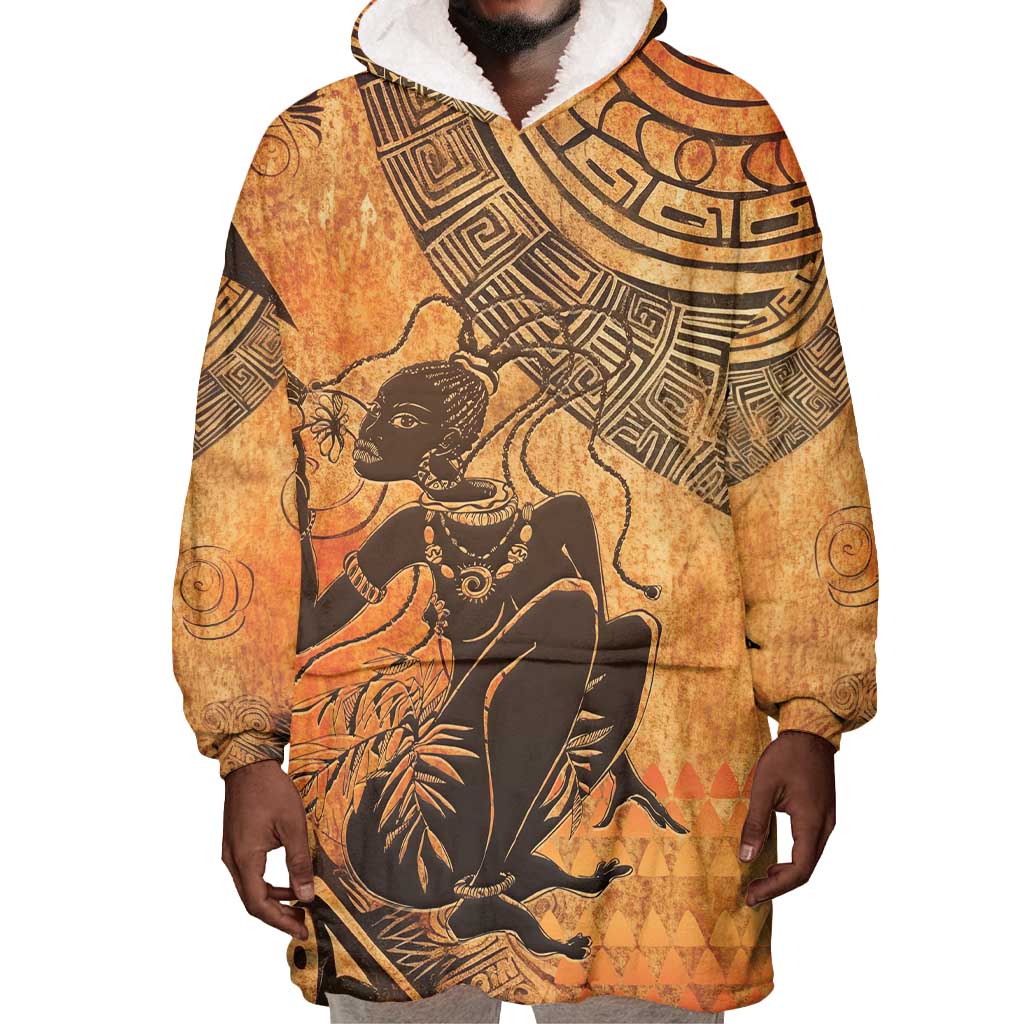 African Women Wearable Blanket Hoodie With Tribal Pattern - African Pride