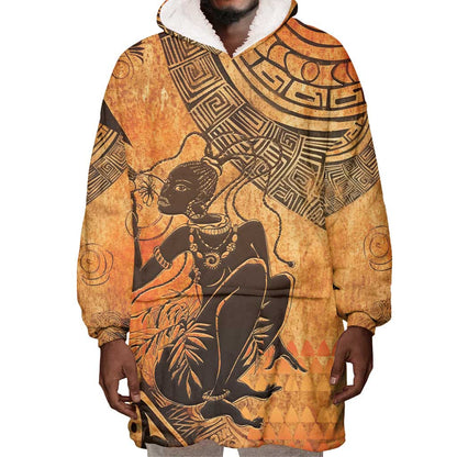 African Women Wearable Blanket Hoodie With Tribal Pattern - African Pride