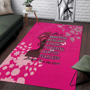 African Women Black Beautiful Brave and Bressed - Pink Color Area Rug - African Pride