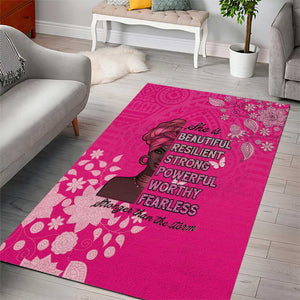 African Women Black Beautiful Brave and Bressed - Pink Color Area Rug - African Pride