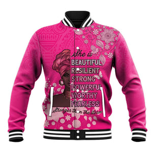 African Women Black Beautiful Brave and Bressed - Pink Color Baseball Jacket - African Pride