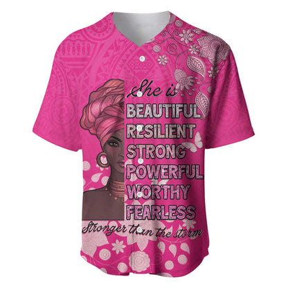 African Women Black Beautiful Brave and Bressed - Pink Color Baseball Jersey - African Pride
