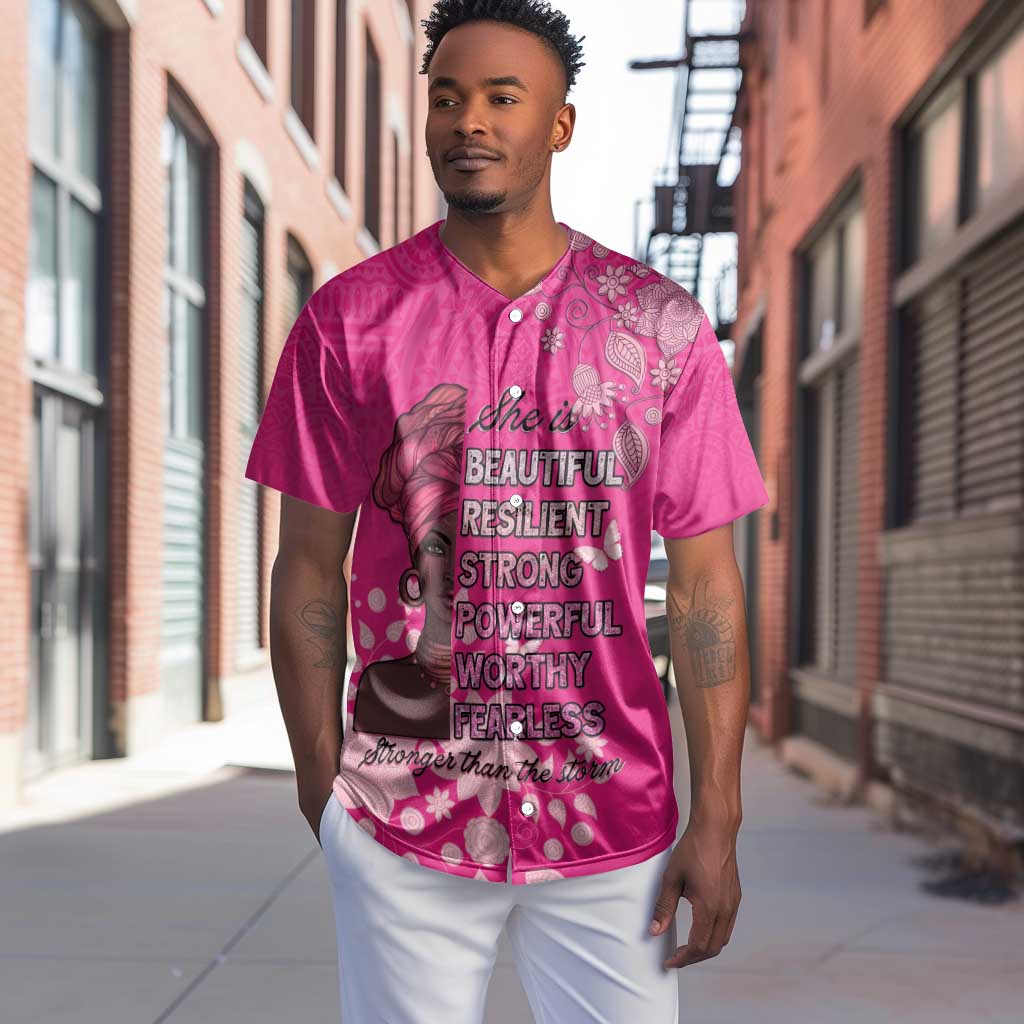 African Women Black Beautiful Brave and Bressed - Pink Color Baseball Jersey - African Pride