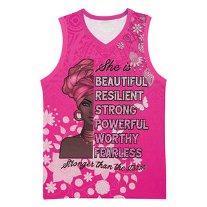African Women Black Beautiful Brave and Bressed - Pink Color Basketball Jersey - African Pride
