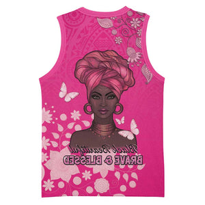 African Women Black Beautiful Brave and Bressed - Pink Color Basketball Jersey - African Pride