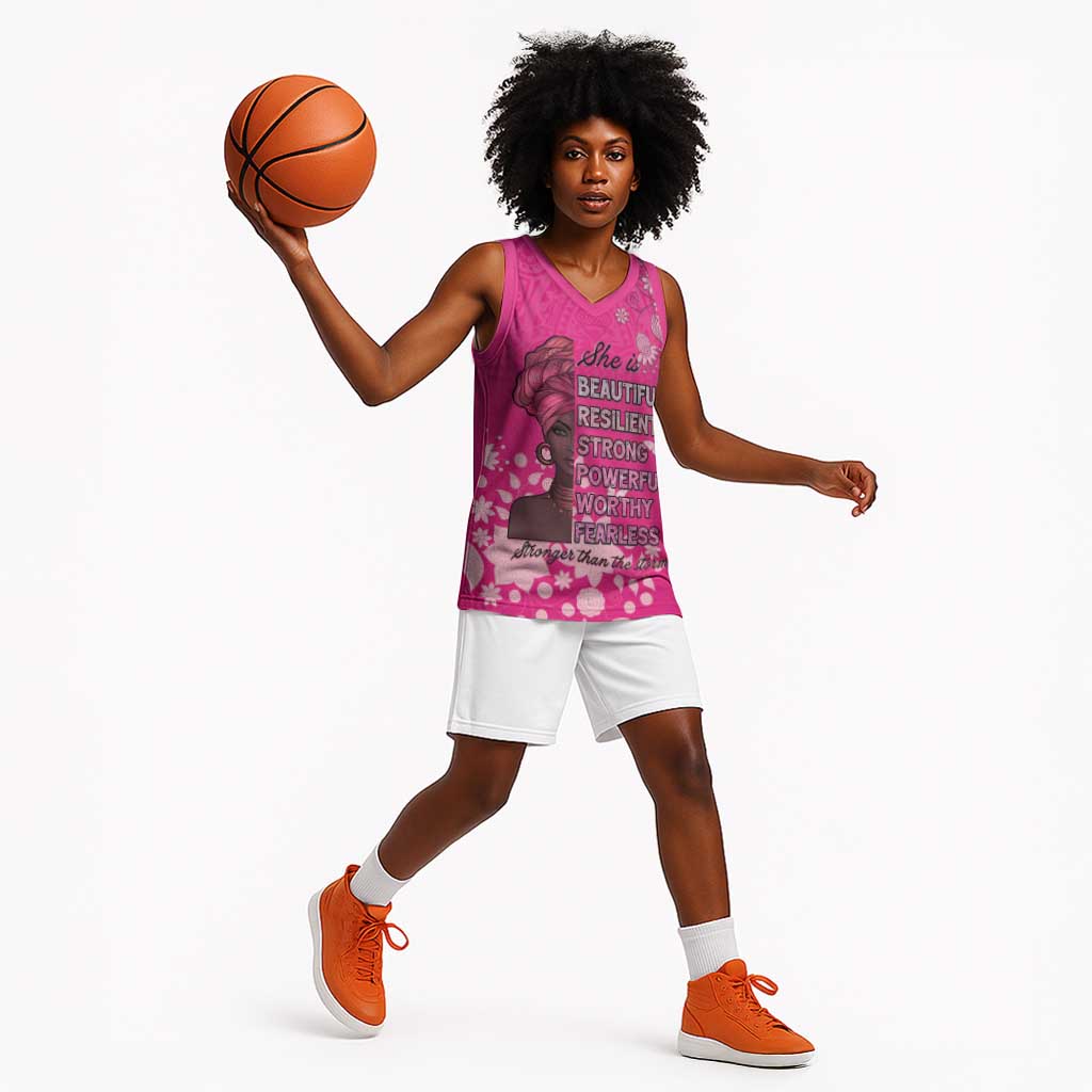 African Women Black Beautiful Brave and Bressed - Pink Color Basketball Jersey - African Pride