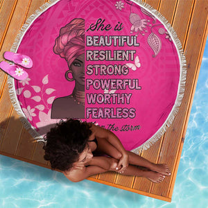 African Women Black Beautiful Brave and Bressed - Pink Color Beach Blanket - African Pride