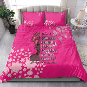 African Women Black Beautiful Brave and Bressed - Pink Color Bedding Set - African Pride
