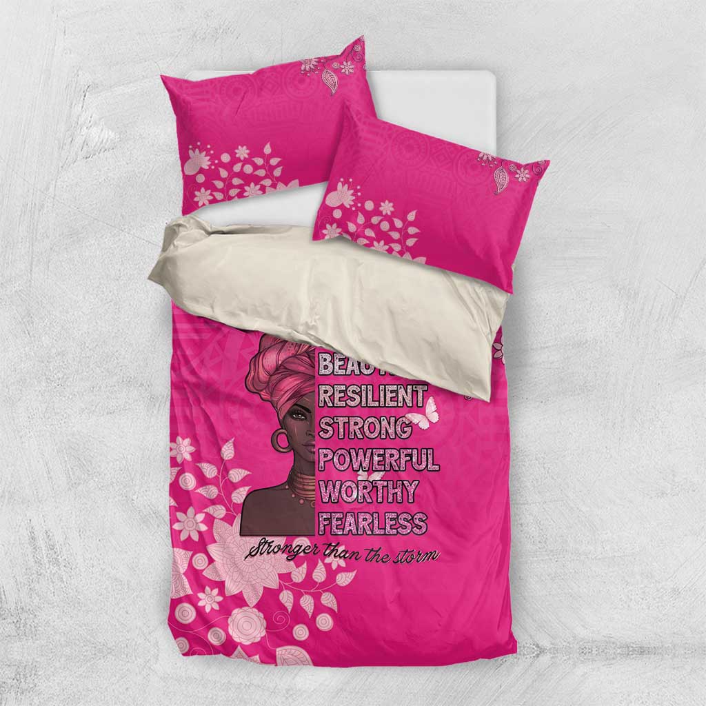 African Women Black Beautiful Brave and Bressed - Pink Color Bedding Set - African Pride