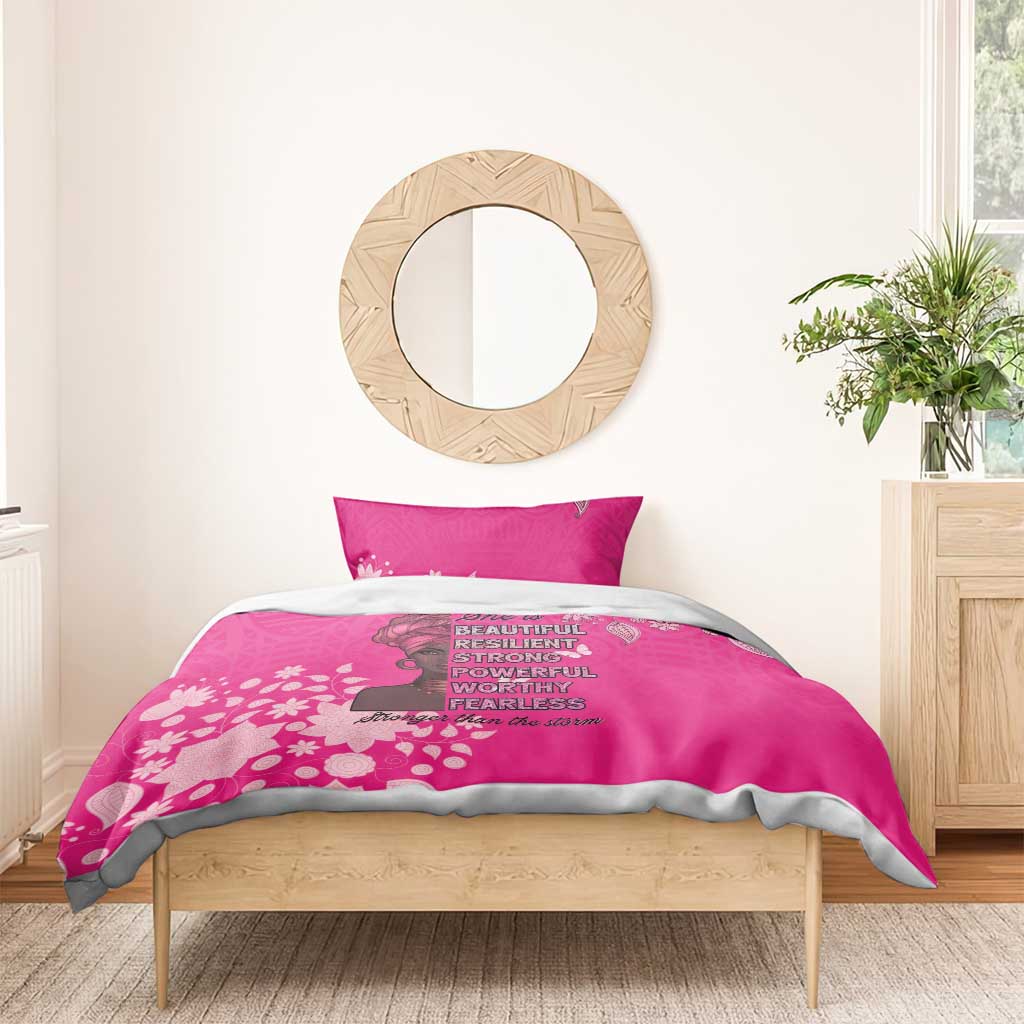 African Women Black Beautiful Brave and Bressed - Pink Color Bedding Set - African Pride
