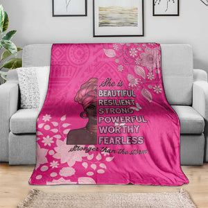African Women Black Beautiful Brave and Bressed - Pink Color Blanket - African Pride