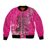 African Women Black Beautiful Brave and Bressed - Pink Color Bomber Jacket - African Pride