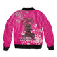 African Women Black Beautiful Brave and Bressed - Pink Color Bomber Jacket - African Pride