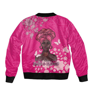 African Women Black Beautiful Brave and Bressed - Pink Color Bomber Jacket - African Pride