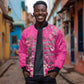 African Women Black Beautiful Brave and Bressed - Pink Color Bomber Jacket - African Pride