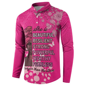 African Women Button Sweatshirt Black Beautiful Brave and Bressed - Pink Color
