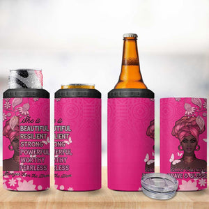 African Women Black Beautiful Brave and Bressed - Pink Color 4 in 1 Can Cooler Tumbler - African Pride