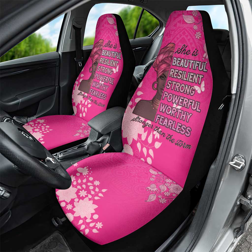 African Women Black Beautiful Brave and Bressed - Pink Color Car Seat Cover - African Pride