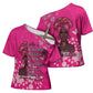 African Women Cross Shoulder Shirt Black Beautiful Brave and Bressed - Pink Color
