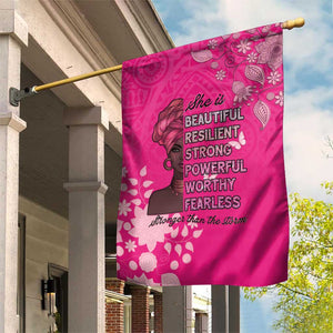 African Women Black Beautiful Brave and Bressed - Pink Color Garden Flag - African Pride
