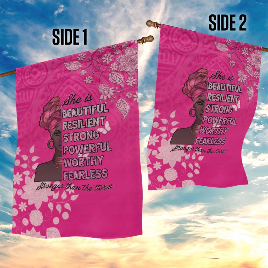 African Women Black Beautiful Brave and Bressed - Pink Color Garden Flag - African Pride