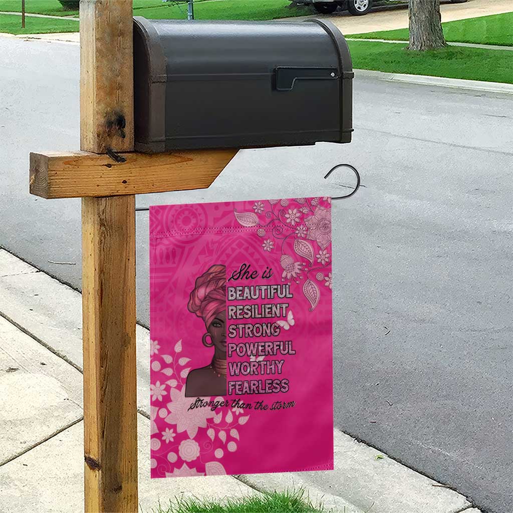 African Women Black Beautiful Brave and Bressed - Pink Color Garden Flag - African Pride