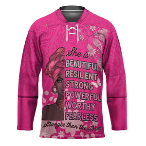 African Women Hockey Jersey Black Beautiful Brave and Bressed - Pink Color