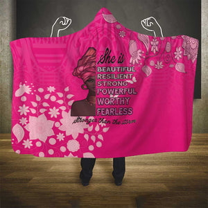 African Women Black Beautiful Brave and Bressed - Pink Color Hooded Blanket - African Pride